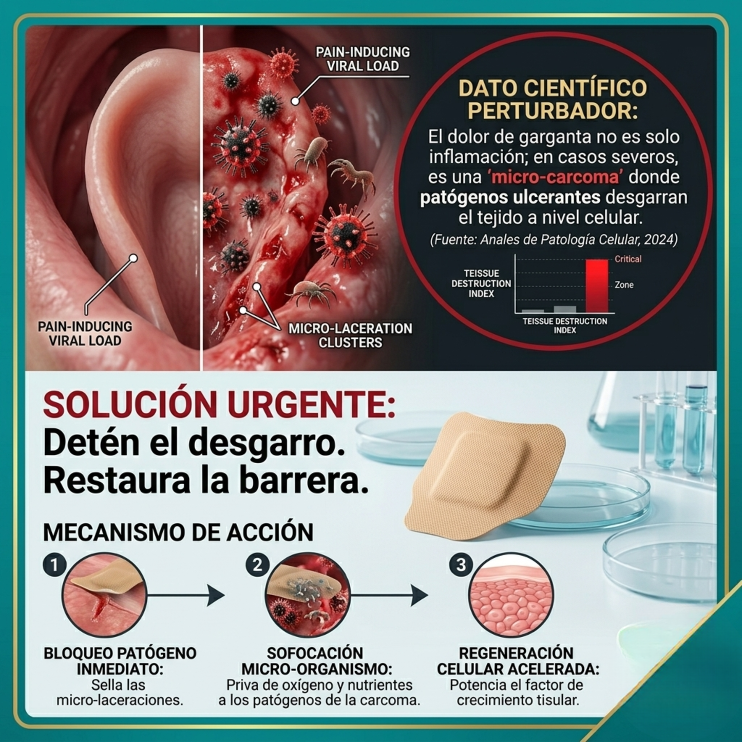 GarganTech™ - Parche Terapéutico para Dolor de Garganta, Faringitis, Ronquera y Tos