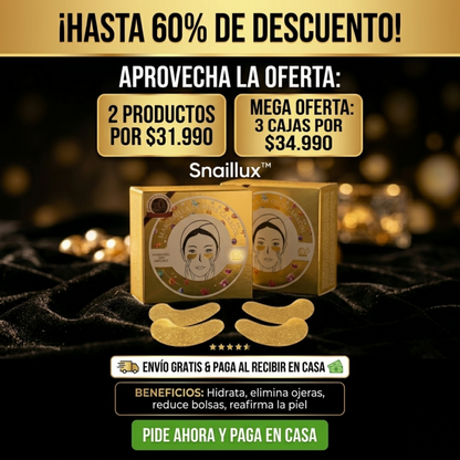 SnailLux™ - Mascarilla Hidratante para Ojos, Elimina Ojeras, Reduce Bolsas y Reafirma la Piel