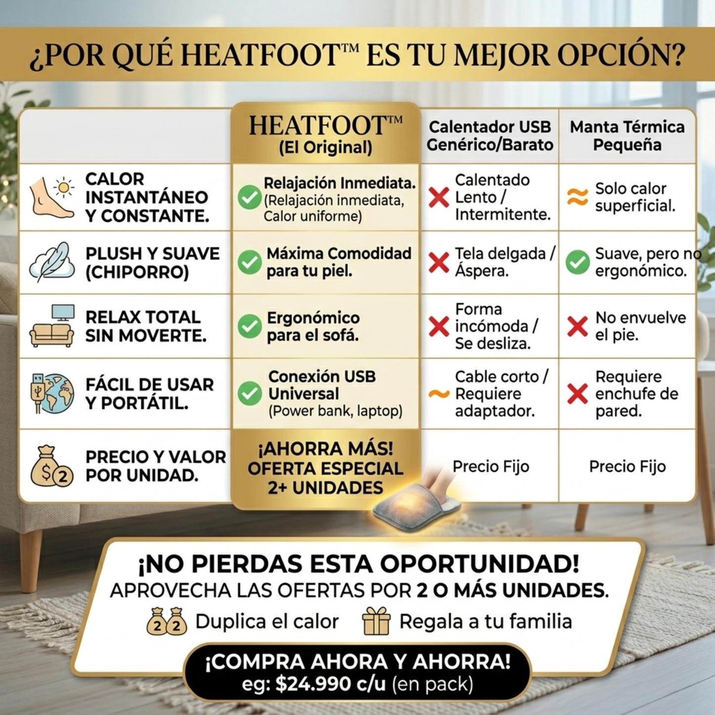 HeatPod™ - Calor instantáneo para tus pies, sin levantarte del sofá