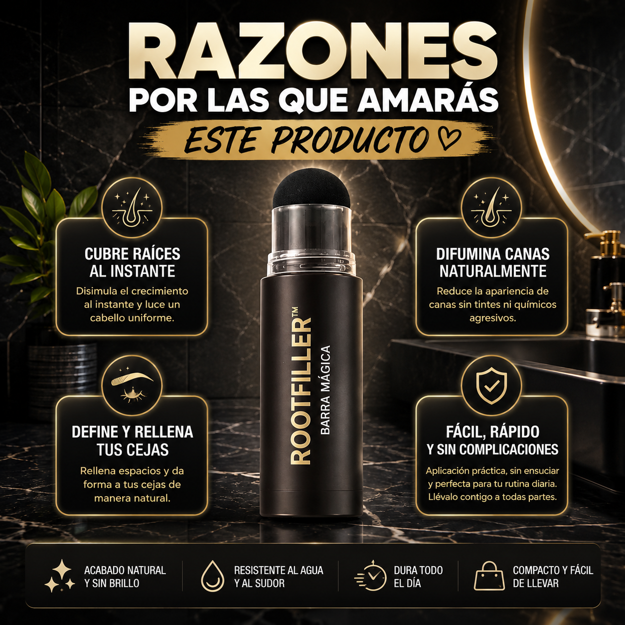 RootFiller™ -  Cubre raíces y canas, define cejas, rellena zonas y recupera tu confianza.